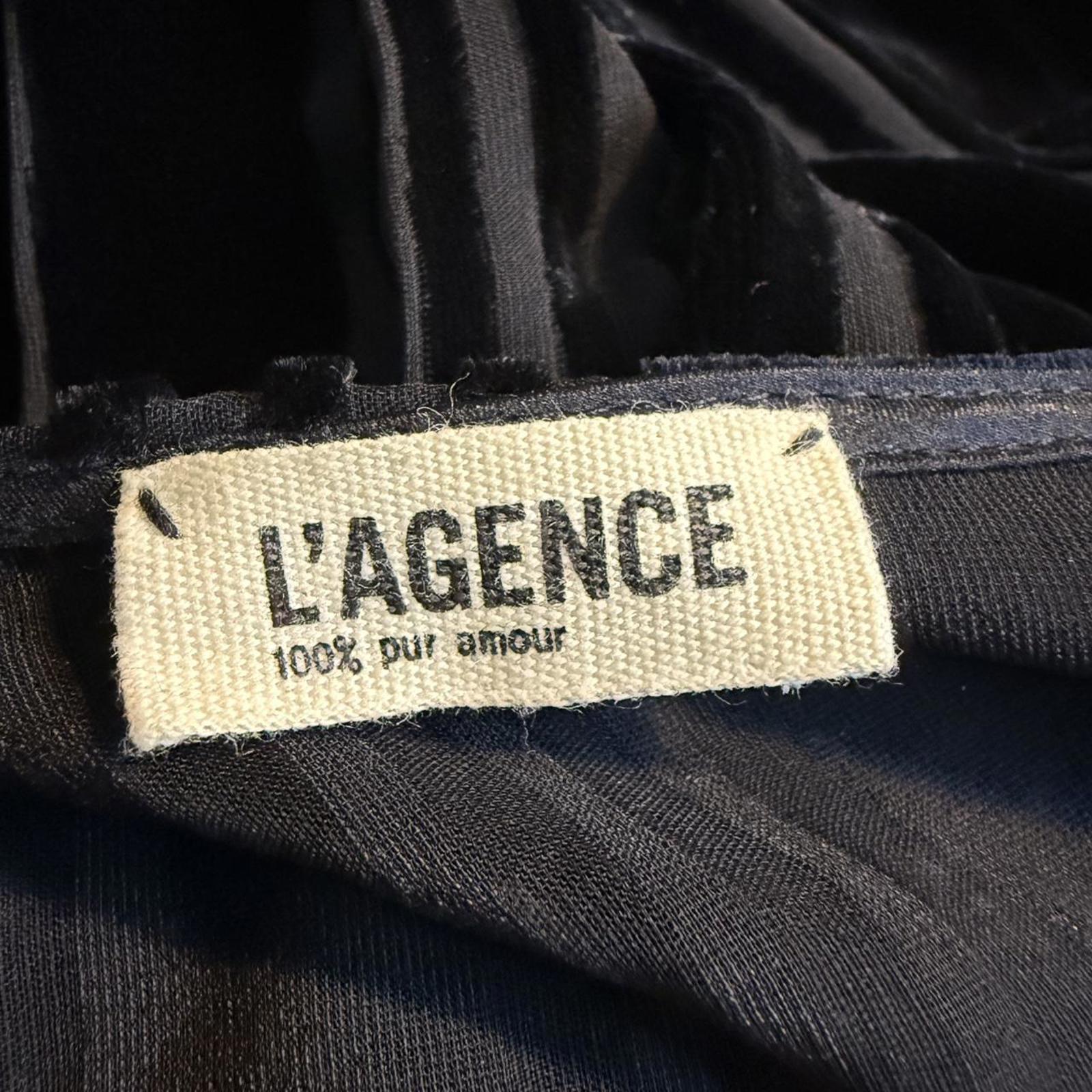 L'Agence Black Striped Velvet Wrap Dress Size S