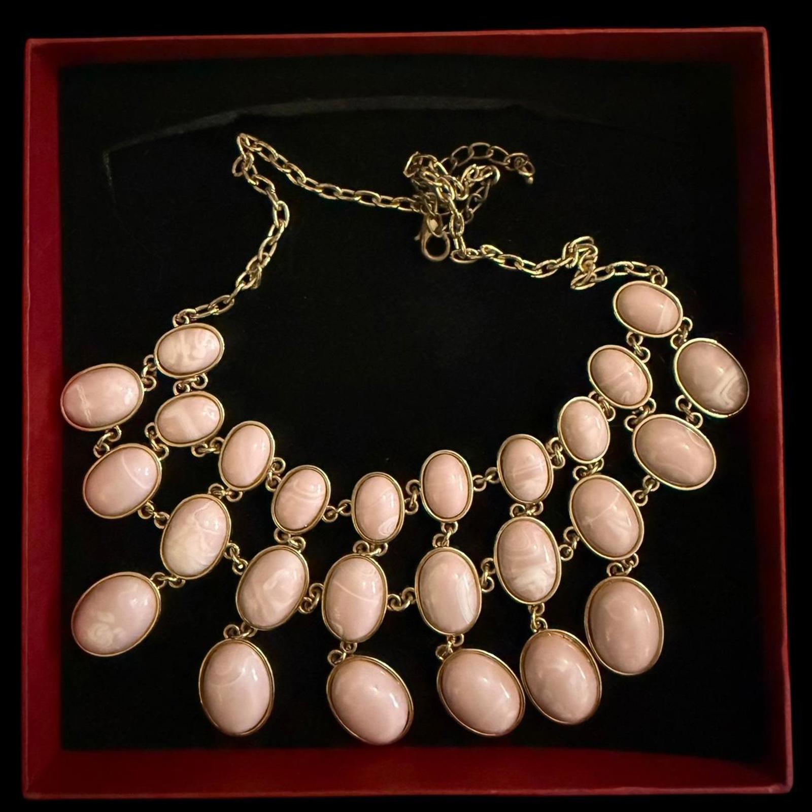 Pink and Gold Tone Statement Necklace