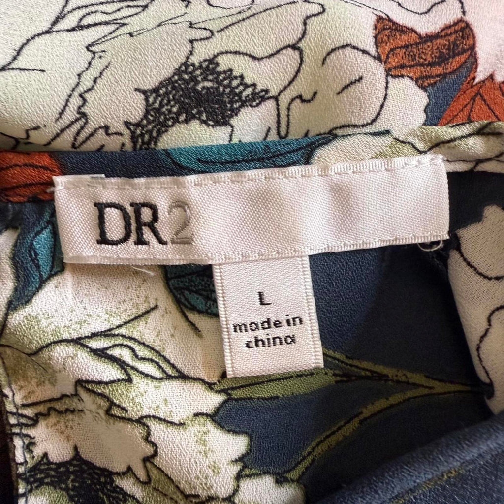 DR2 Large Floral Print Short Sleeve Blouse