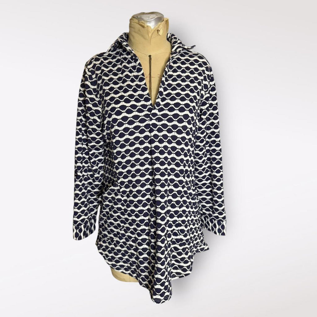 Forcynthia Beachwear Navy and White Long Sleeve Blouse