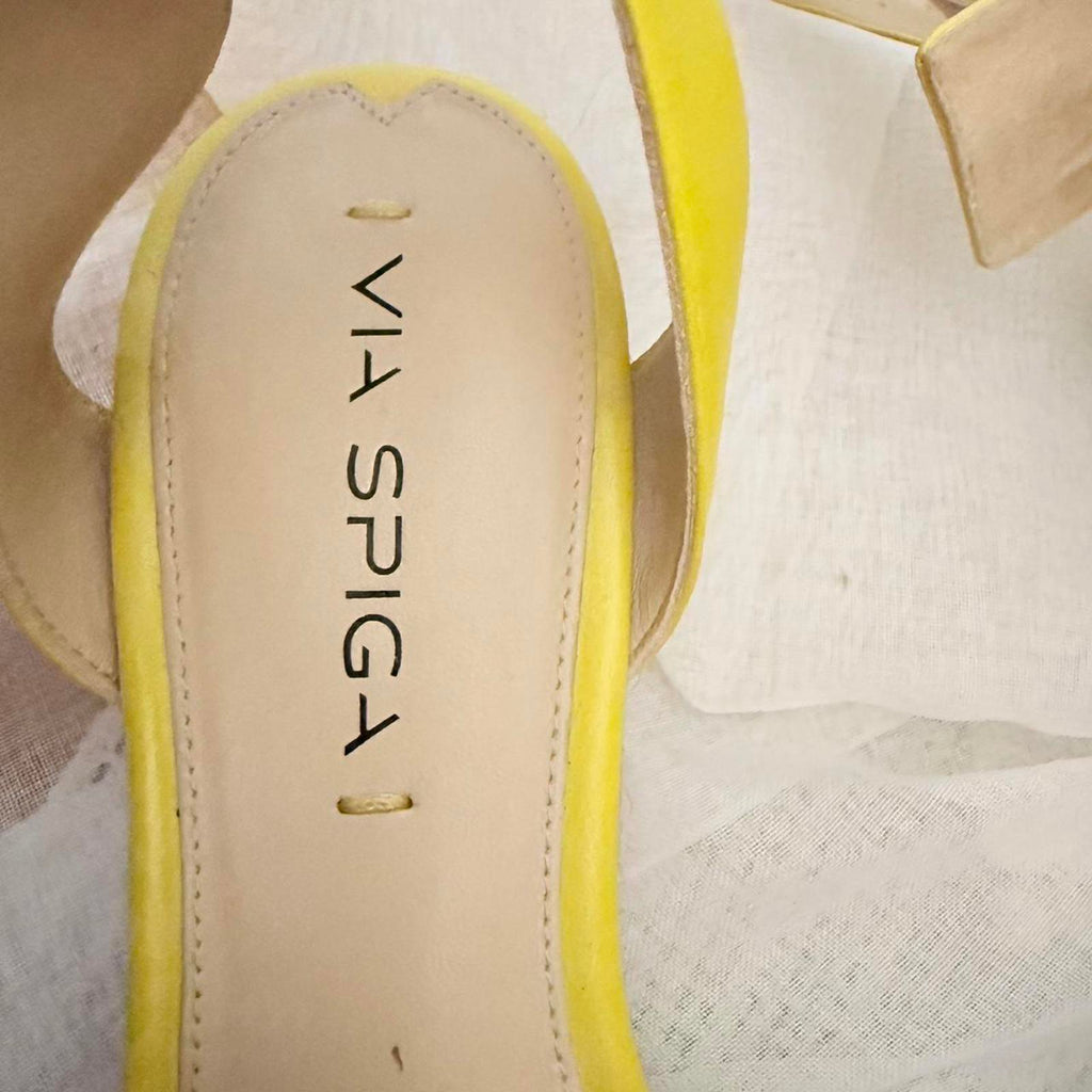 Via Spiga Yellow Leather Wedge Sandals