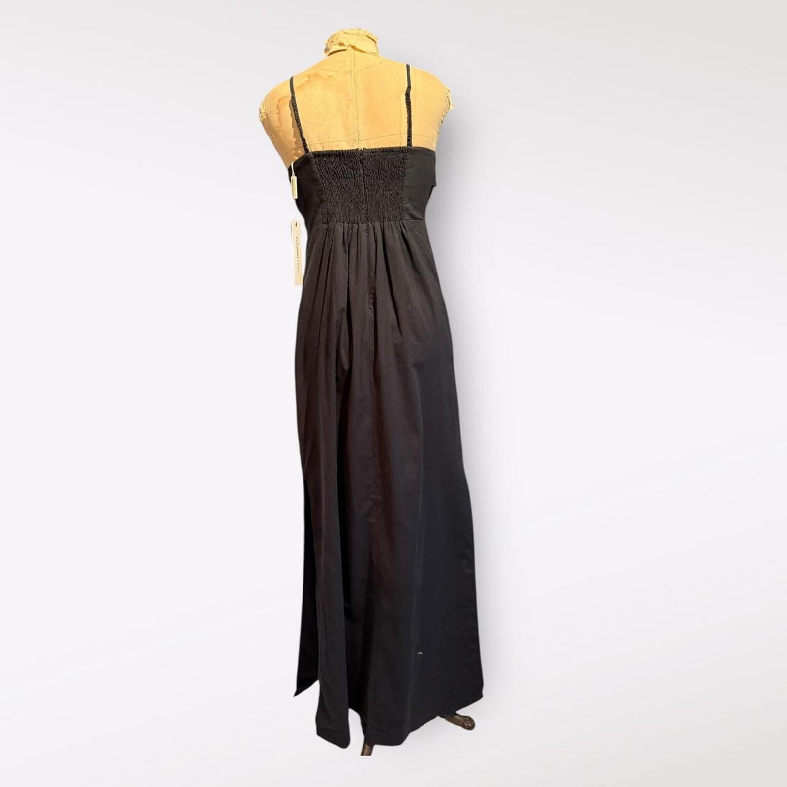 CM CIA Maritima Black Maxi Dress with Spaghetti Straps and Side Slit