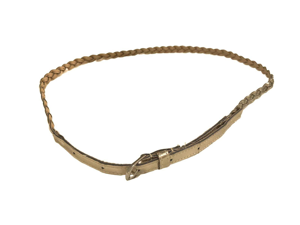 Braided Leather Belt with Metallic Gold Accent