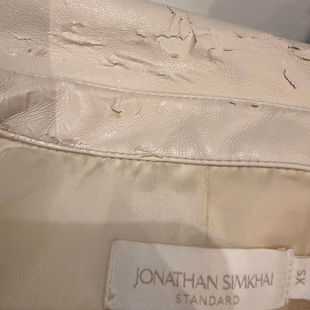 Jonathan Simkhai Standard Women's Leather Jacket Cream