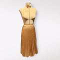 Elie Tahari Golden Pleated Midi Skirt with Sequin Detail