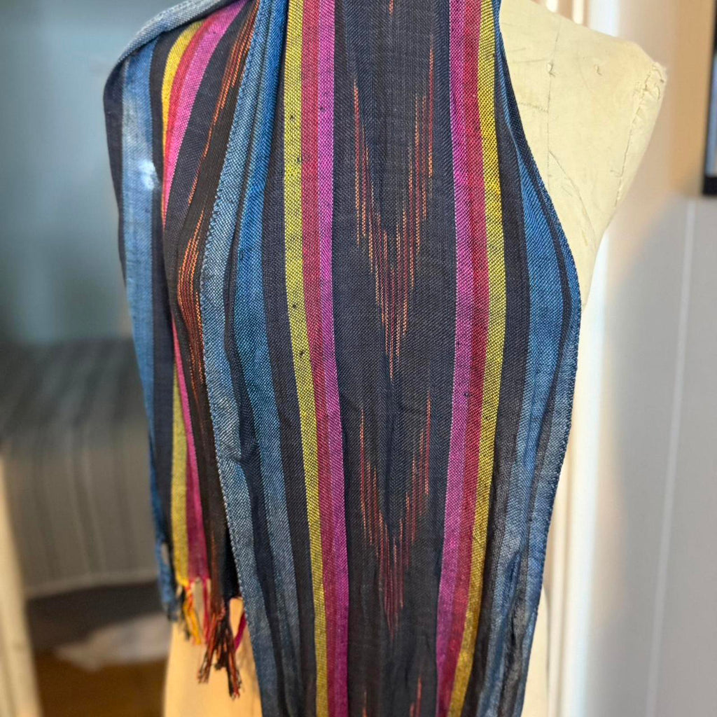 Multicolor Striped Fringe Scarf