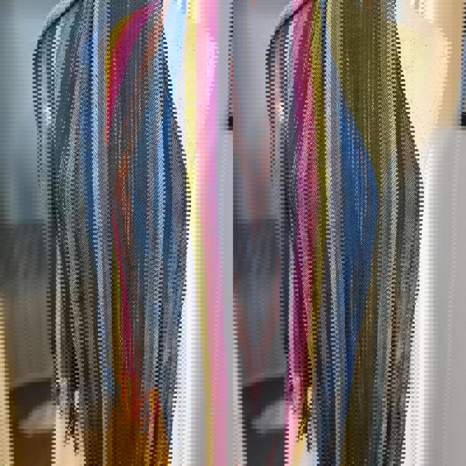 Multicolor Striped Fringe Scarf