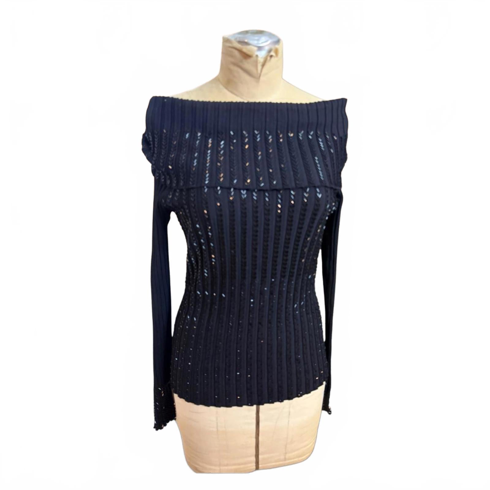 Radzoli Black Beaded Sweater Size L