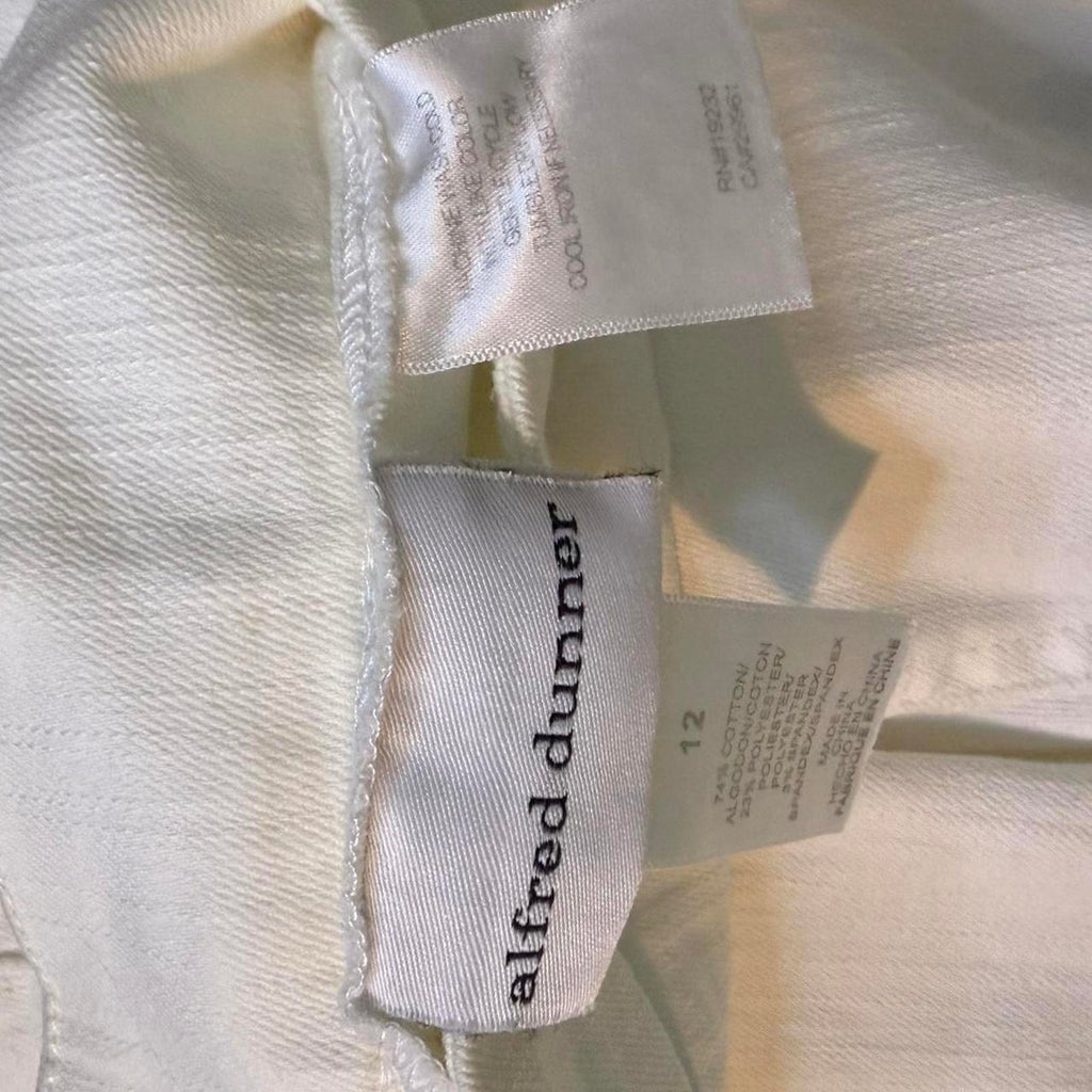Alfred Dunner White Cotton Wide Leg Trousers Size 12