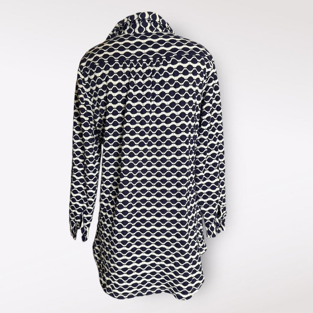Forcynthia Beachwear Navy and White Long Sleeve Blouse