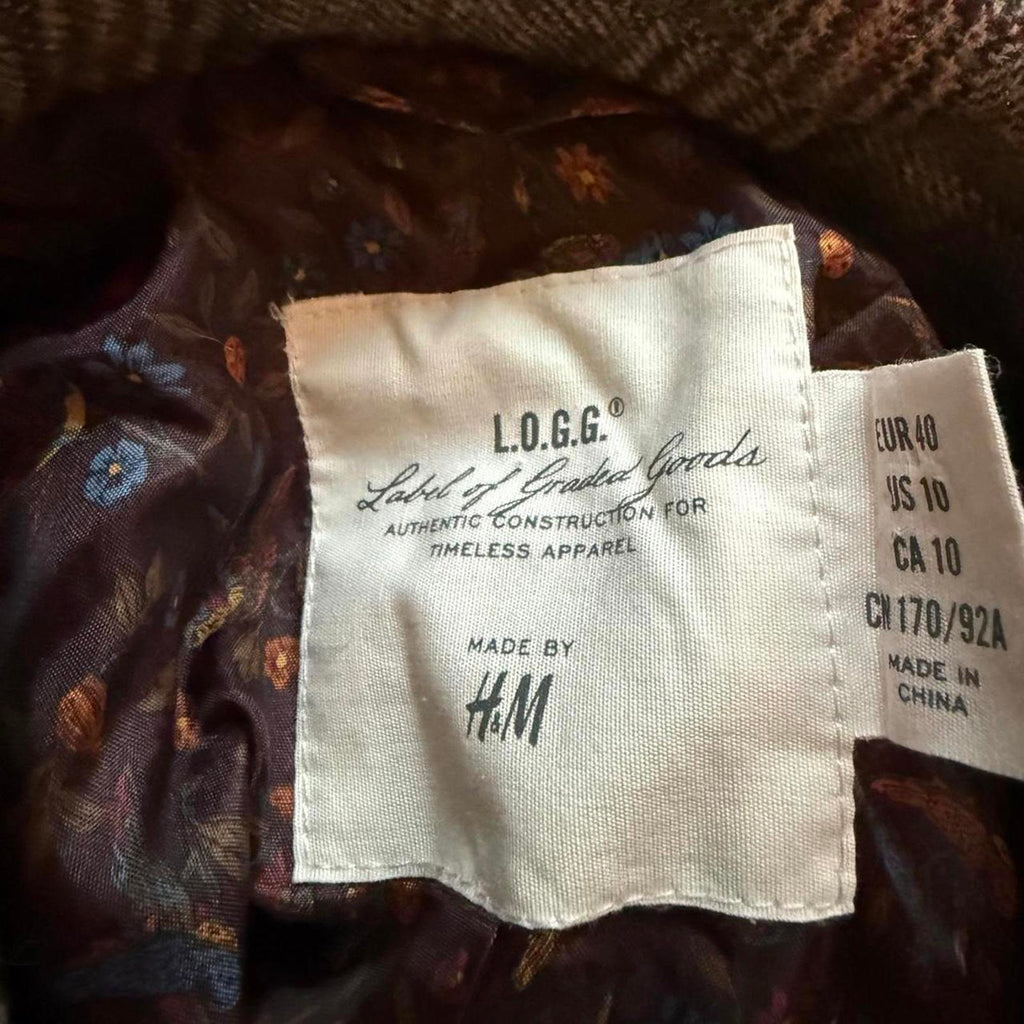 H&M L.O.G.G. Women's Plaid Blazer Jacket