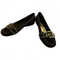 Etienne Aigner Black Suede Loafers with Buckle Detail