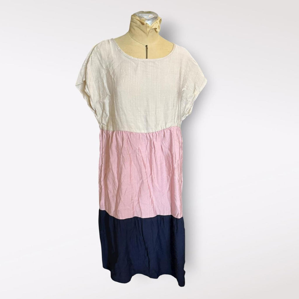 Emery Rose Women's White, Blue, and Pink Dress