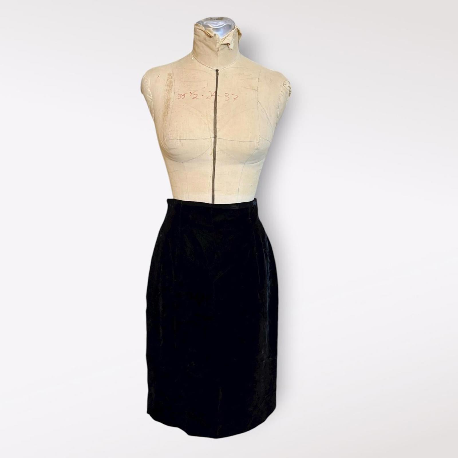 Brooks Brothers Black Velvet Pencil Skirt