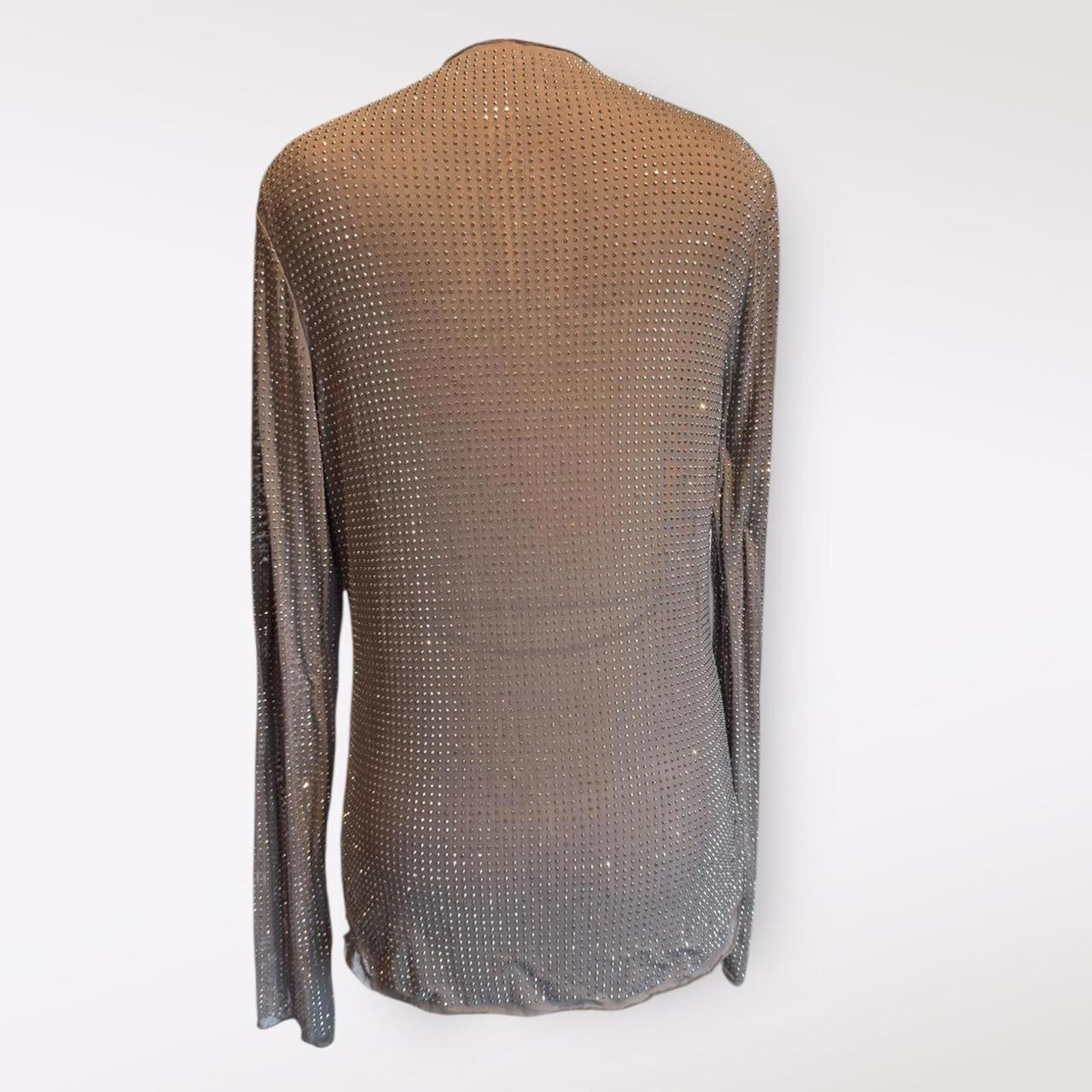 Free People Sheer Silver Studded Mock Turtleneck