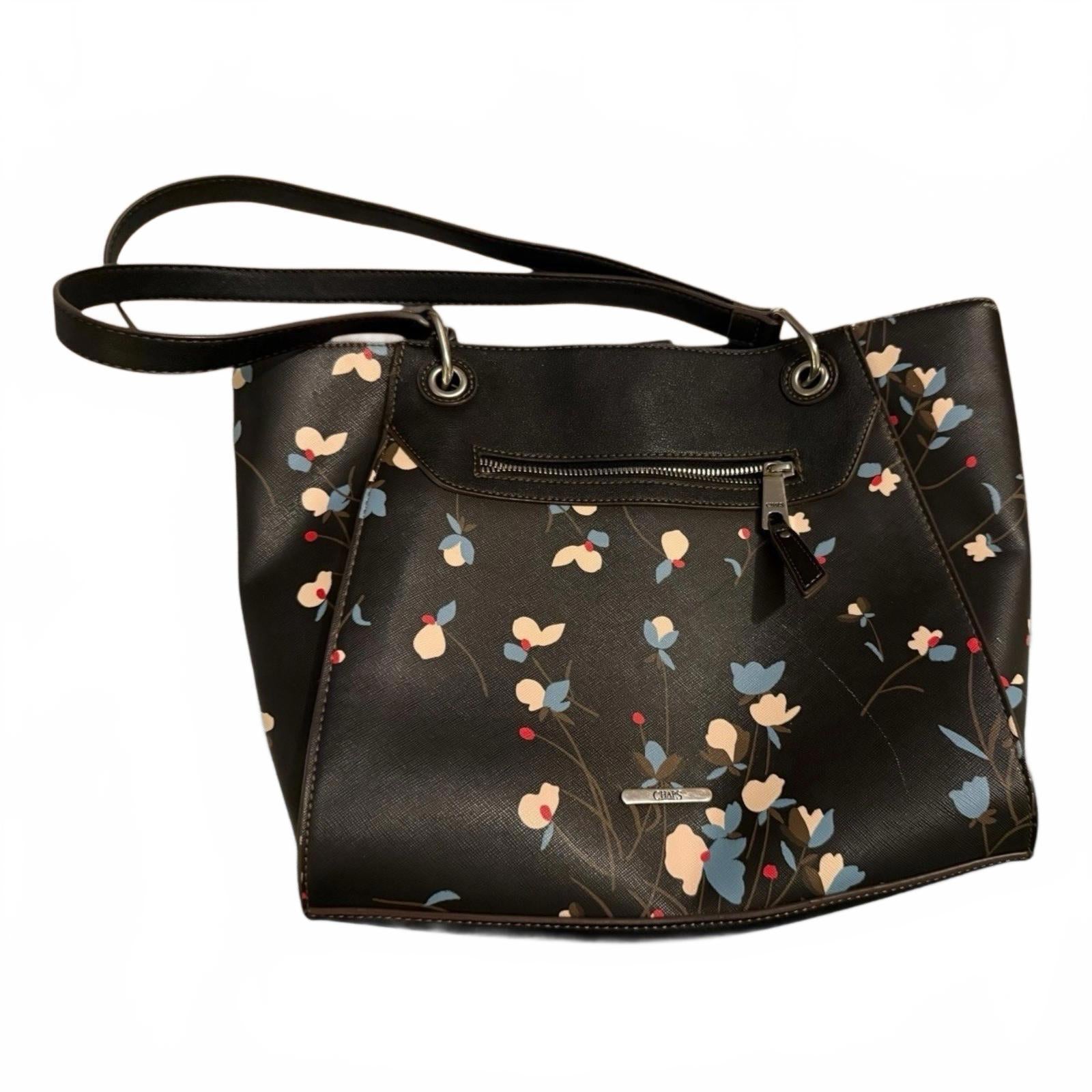 Chaps Black Floral Print Shoulder Bag