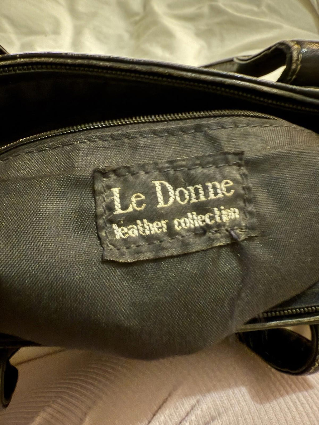 Le Donne Leather Collection Black Leather Shoulder Bag Purse Boho