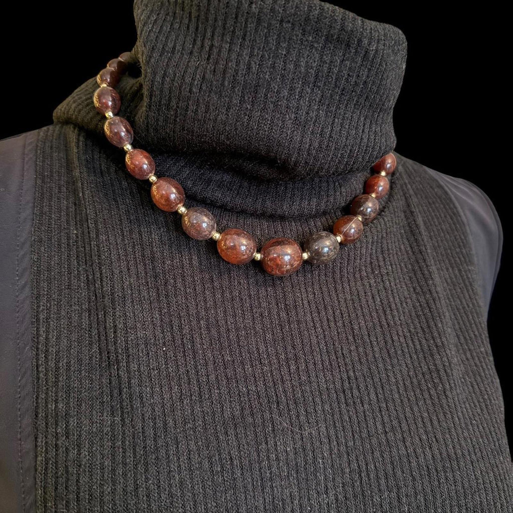 Brown and Gold Beaded Necklace