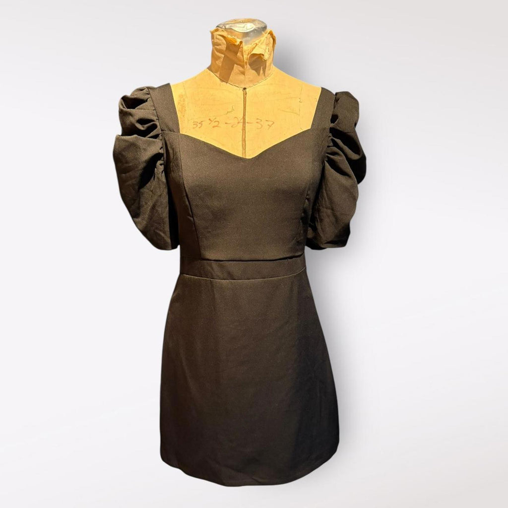 DO+BE Puff Sleeve Mini Dress in Black
