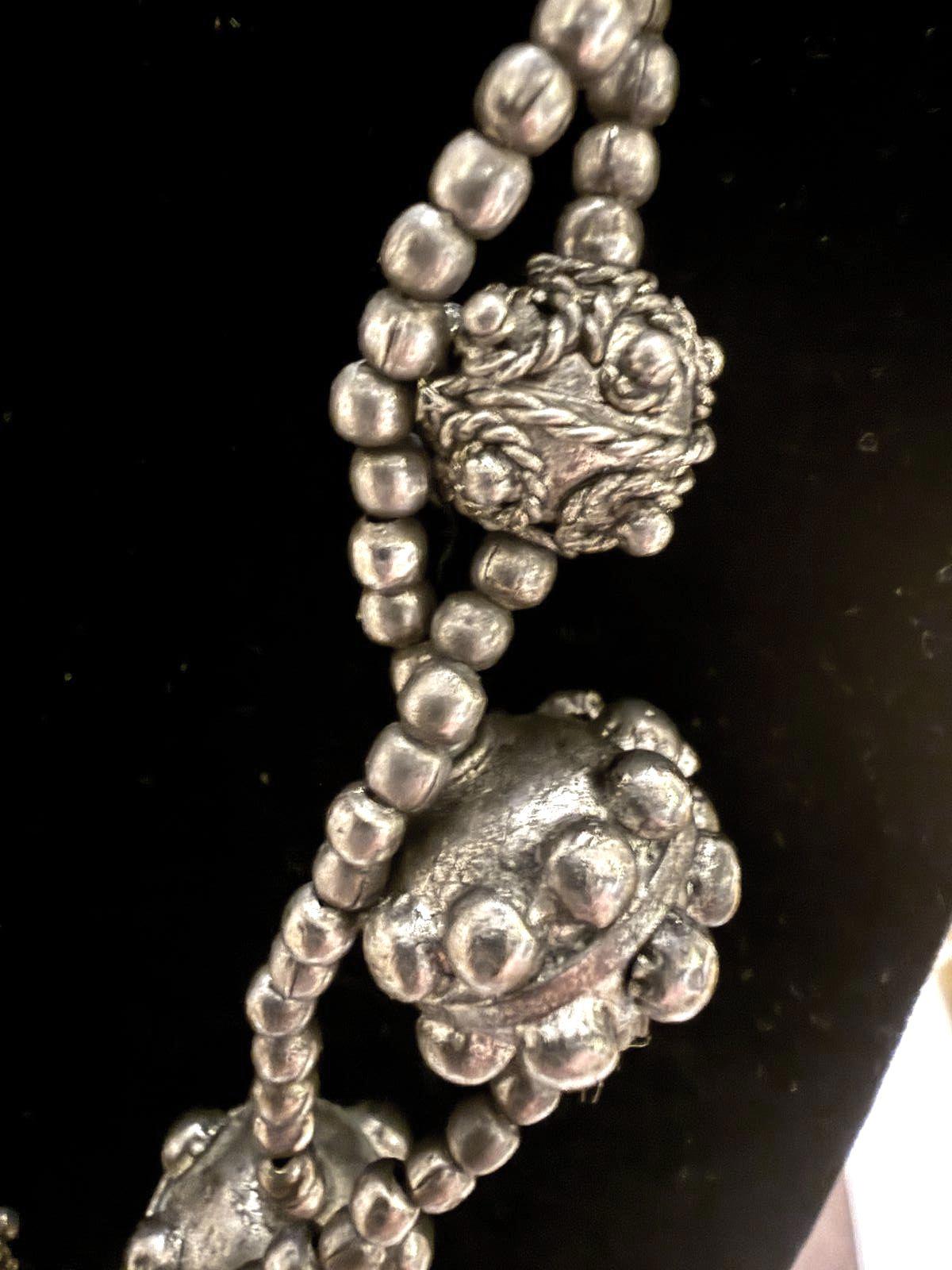 Afghani Silver Beaded Necklace with Ornate Beads