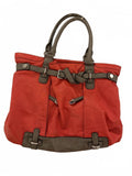 Red and Brown Faux Leather Large Handbag Tote Bag