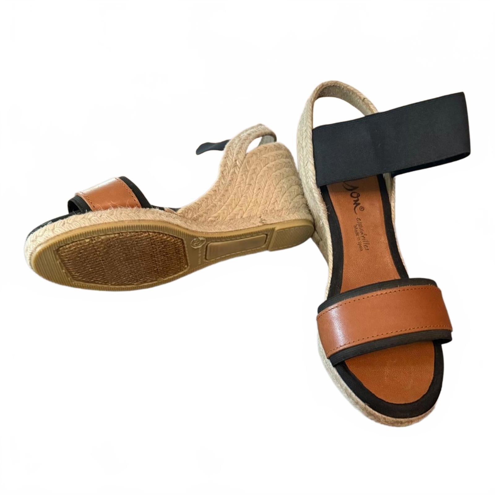 Dalsom Brown and Black Espadrille Wedges Size US 7.5