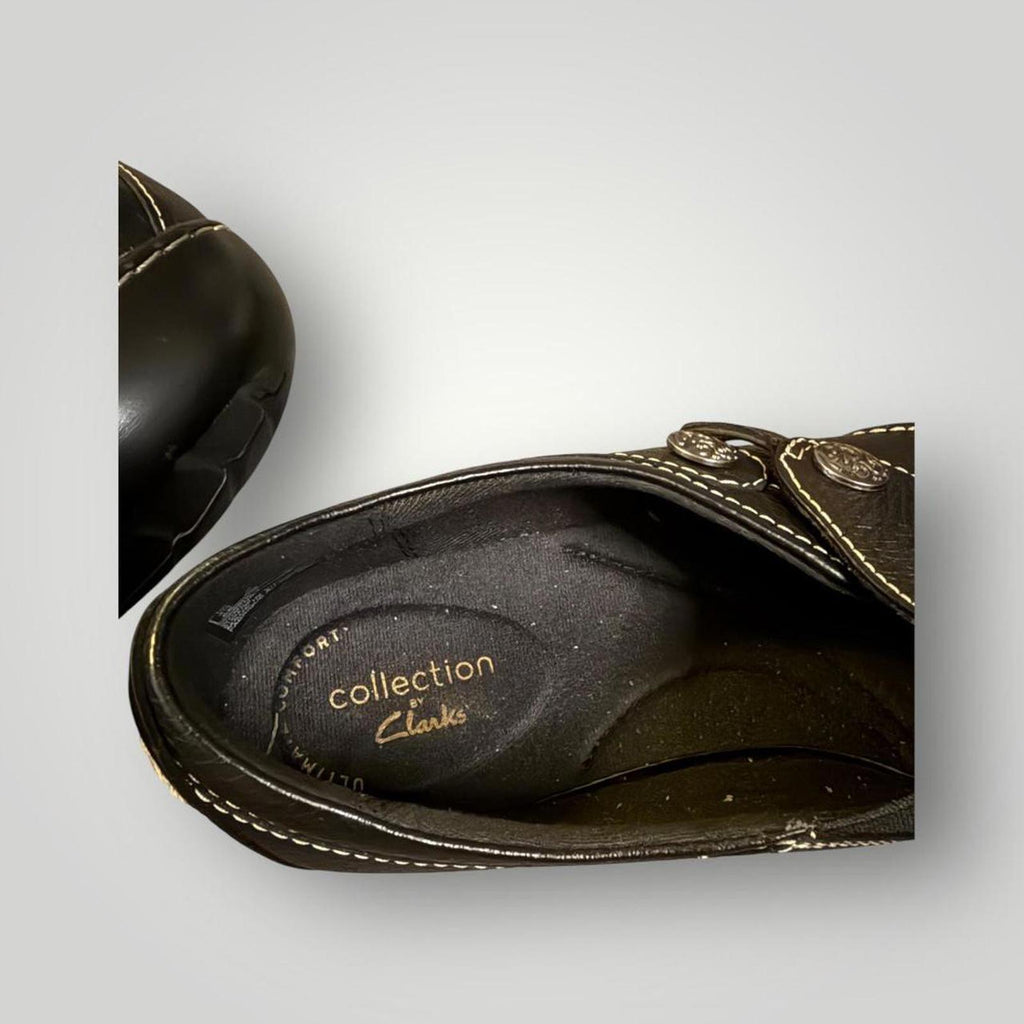 Clarks Ashland Black Leather Slip-On Loafers