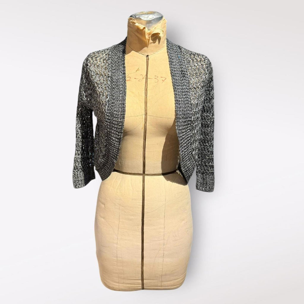 Pinque Open Front Crocheted Cardigan Shrug Sweater