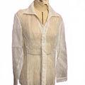 Lafayette 148 White Sheer Striped Blouse