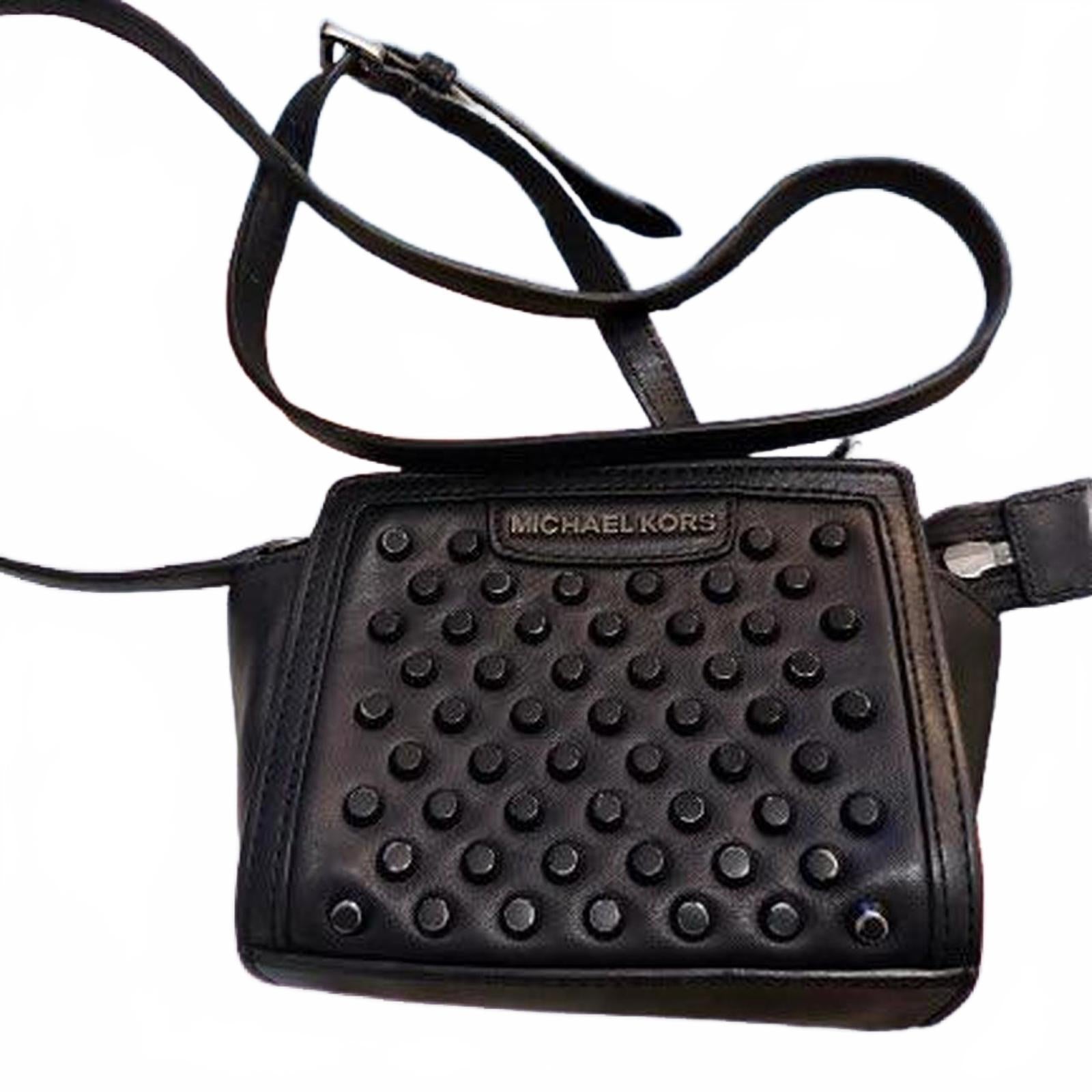 Michael Kors Black Crossbody Purse with Metal Studs