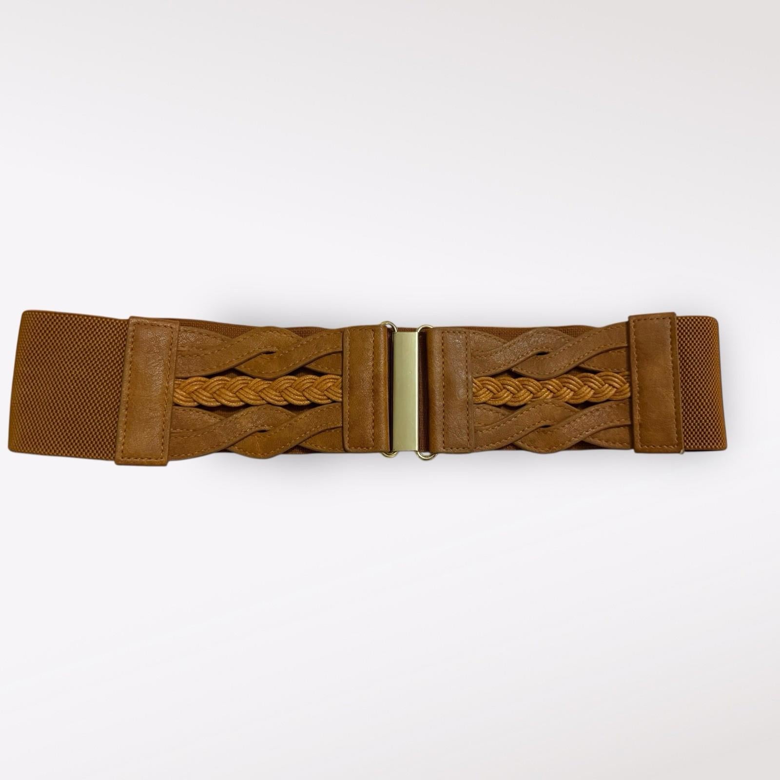 GRACE KARIN Women's Large Elastic Brown Foxy Belt Retro Wide Waist Gold