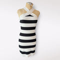 Happily Grey Black and White Striped Bodycon Dress