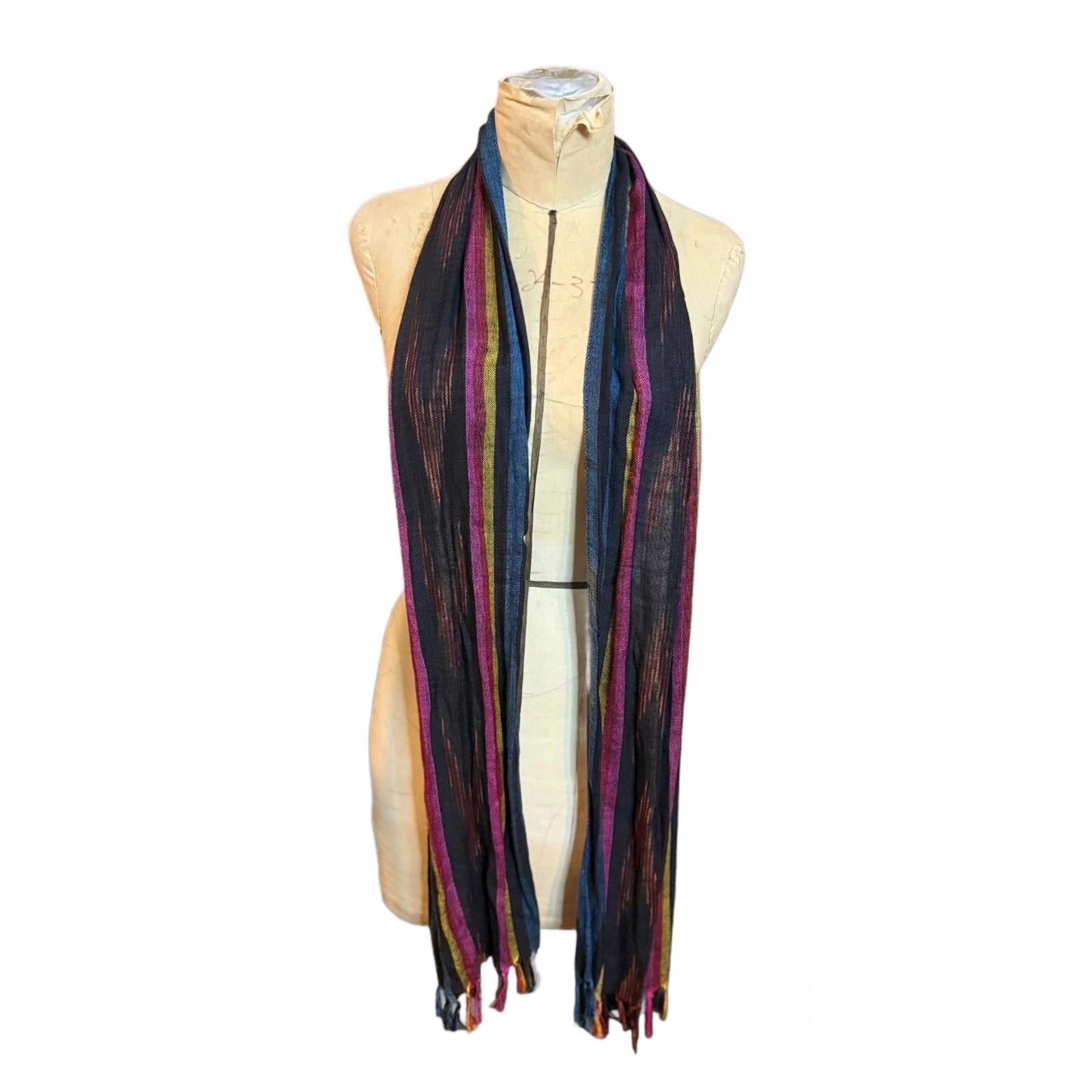 Multicolor Striped Fringe Scarf