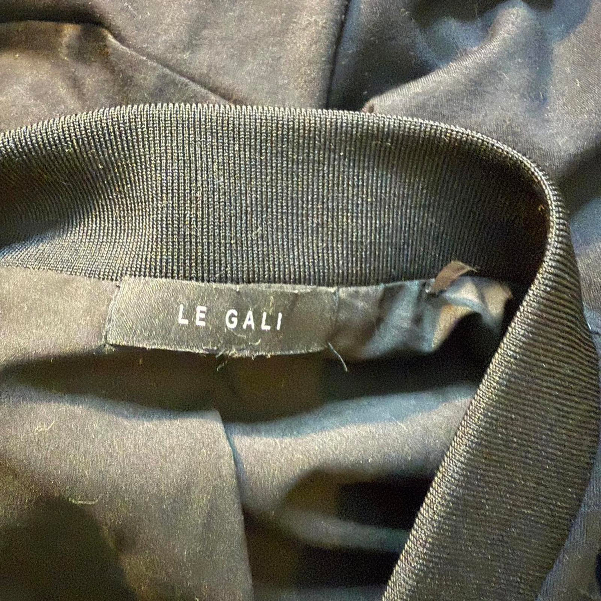 Le Gali Black Zip-Up Jacket with Lace Trim Sleeves