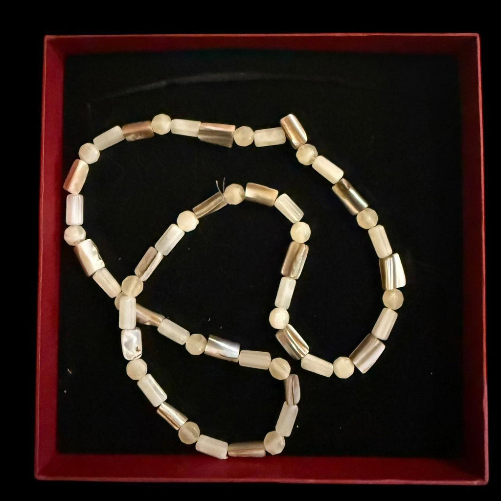 Cream and White Beaded Necklace