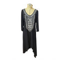Black Embroidered Long Sleeve Dress Size M