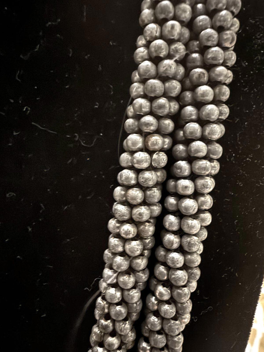 Long Silver Beaded Necklace