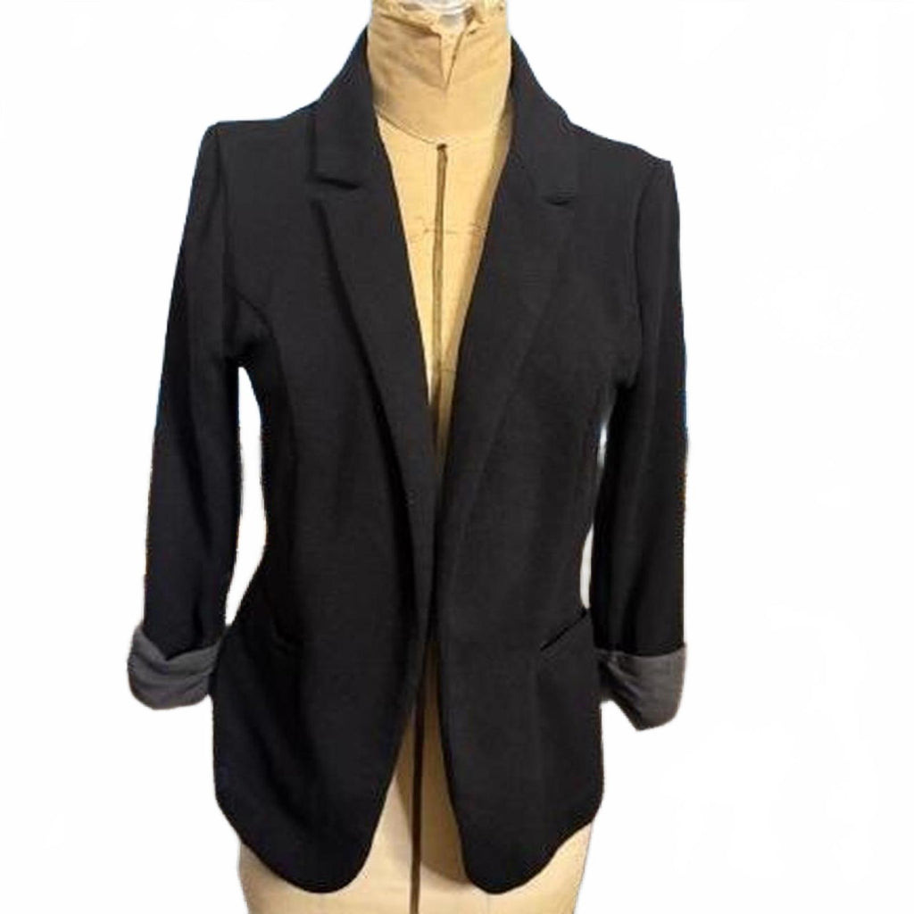 Skies are Blue Black Blazer with Rolled Sleeves