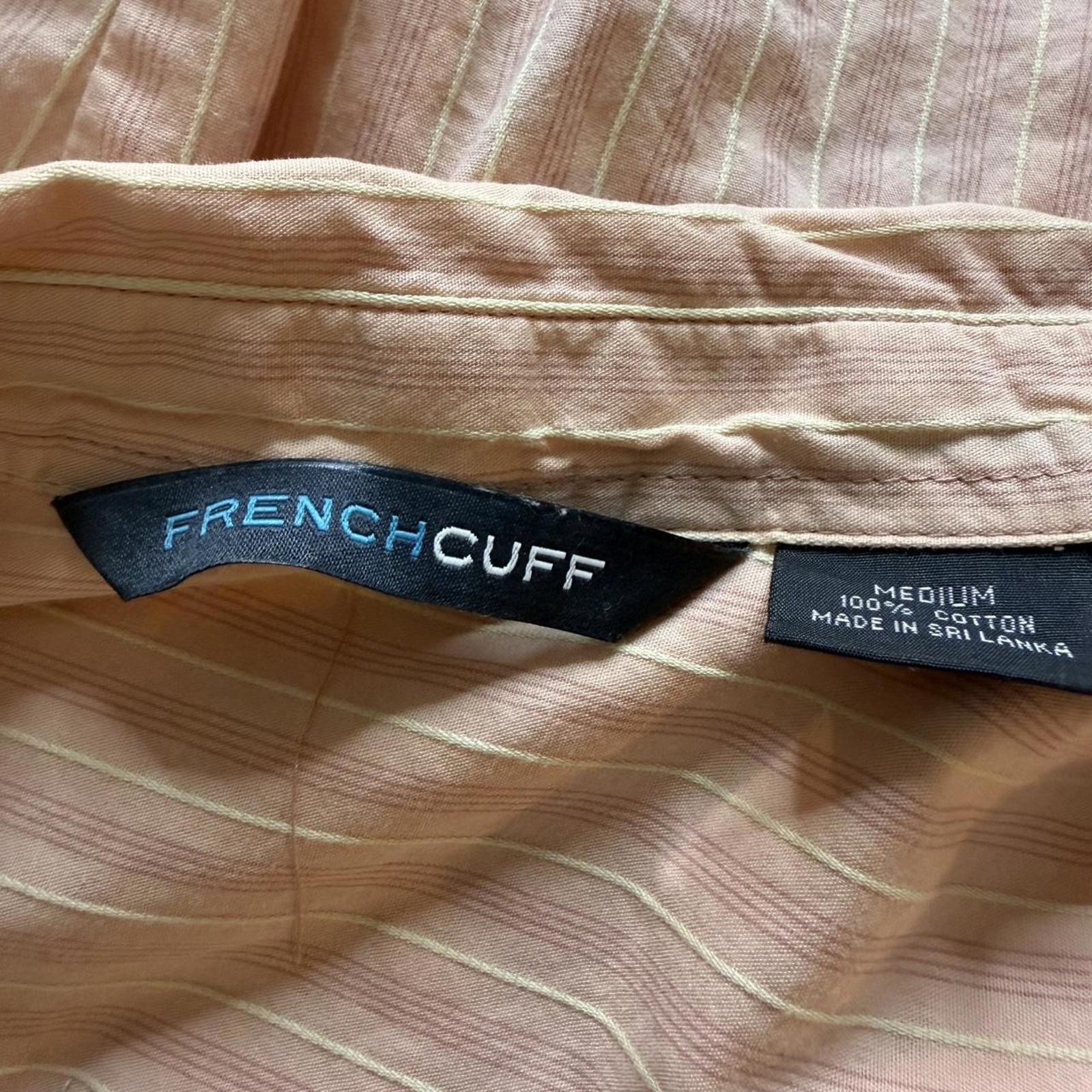 French Cuff Orange-Pink Striped Shirt Size M
