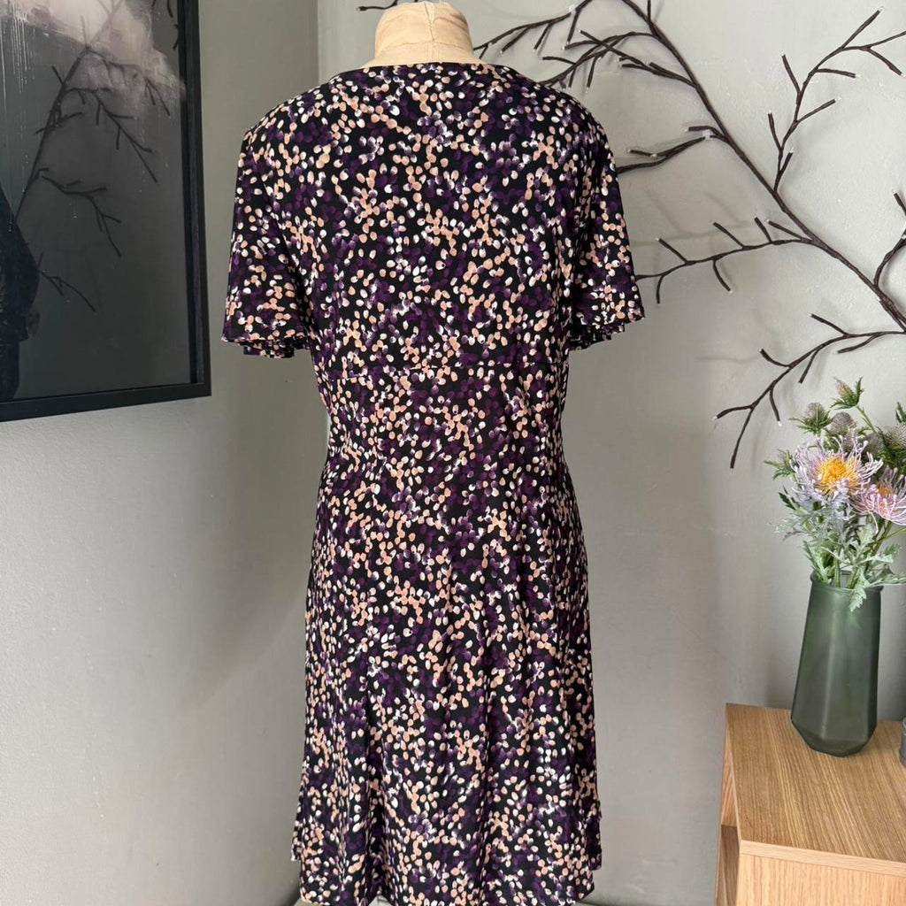 Chaps Purple and Black Floral Dress