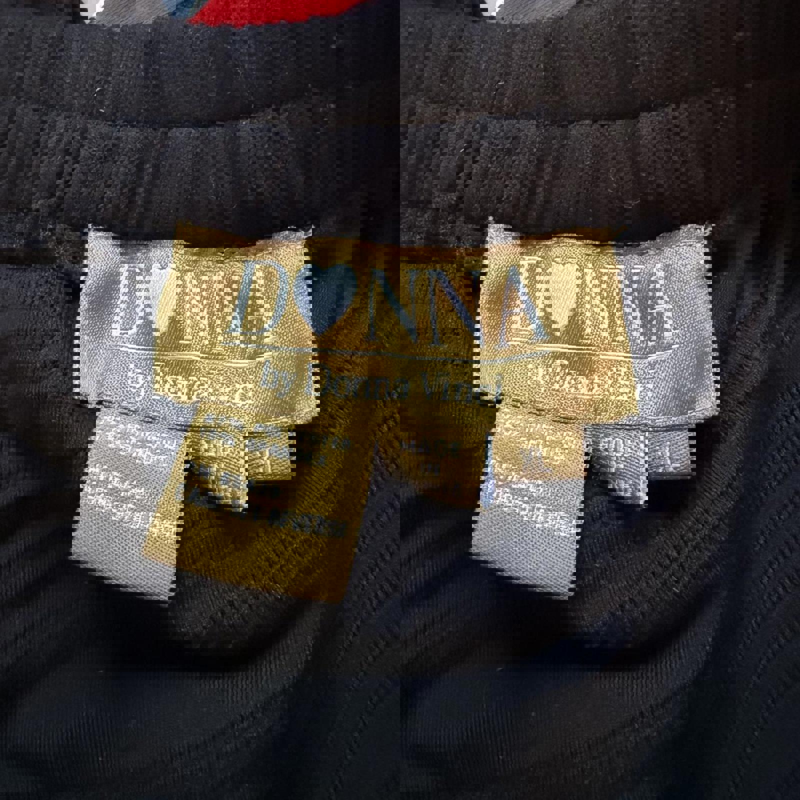 Donna Vinci Black Textured Maxi Skirt with Polka Dot and Red Trim Detail