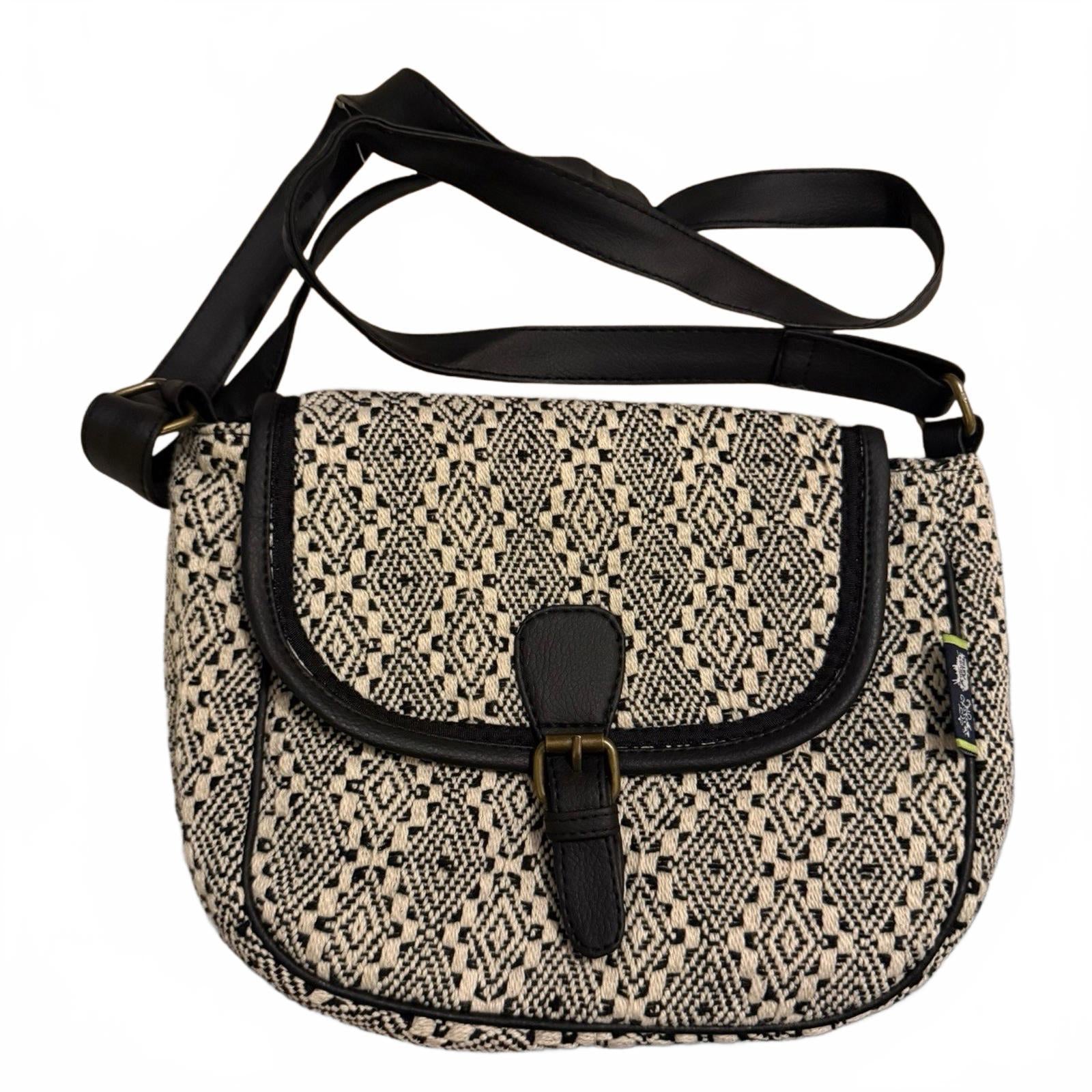 Kanvas Katha Black & White Jacquard Purse