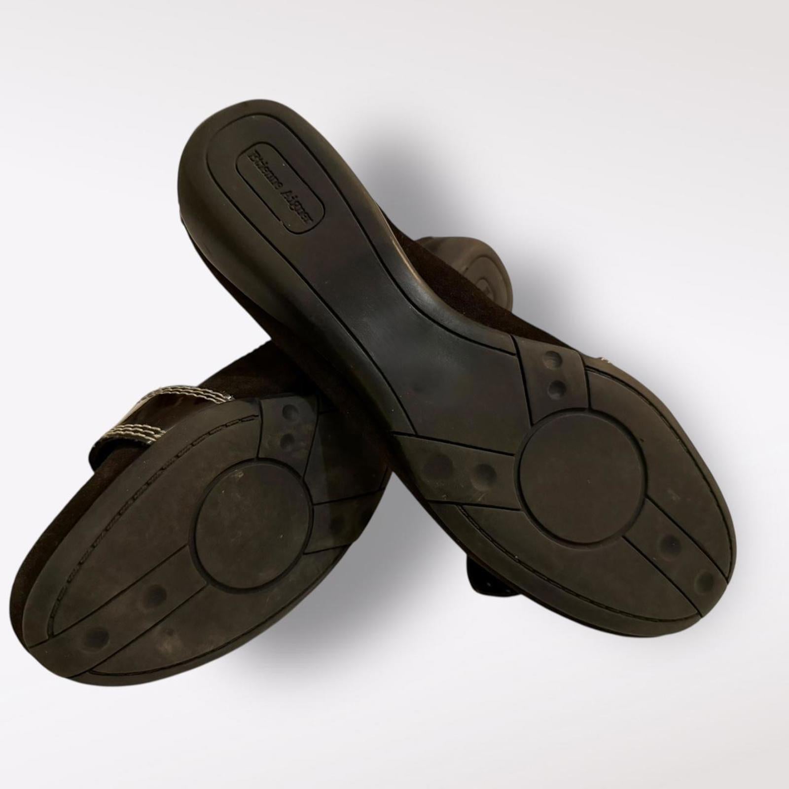 Etienne Aigner Black Suede Loafers with Buckle Detail