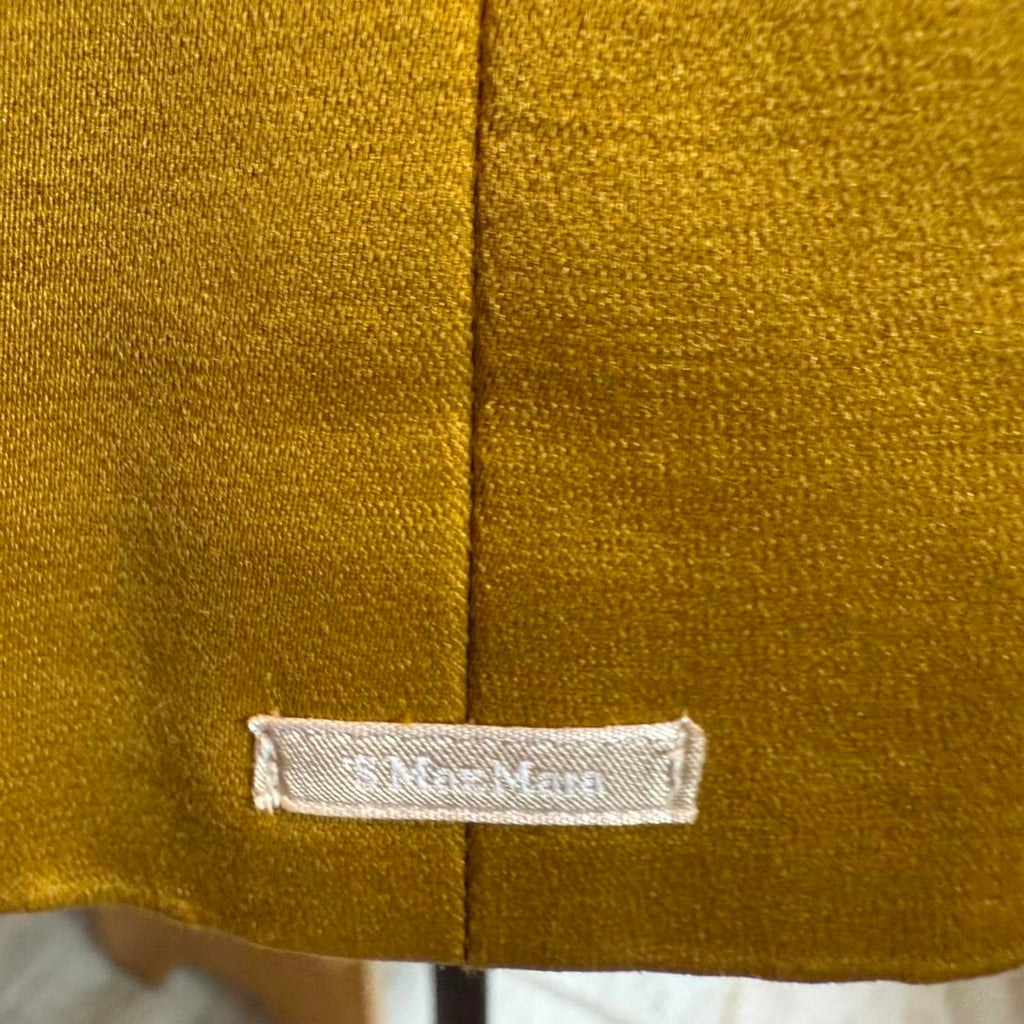 MaxMara Mustard Yellow Pleated A-Line Skirt