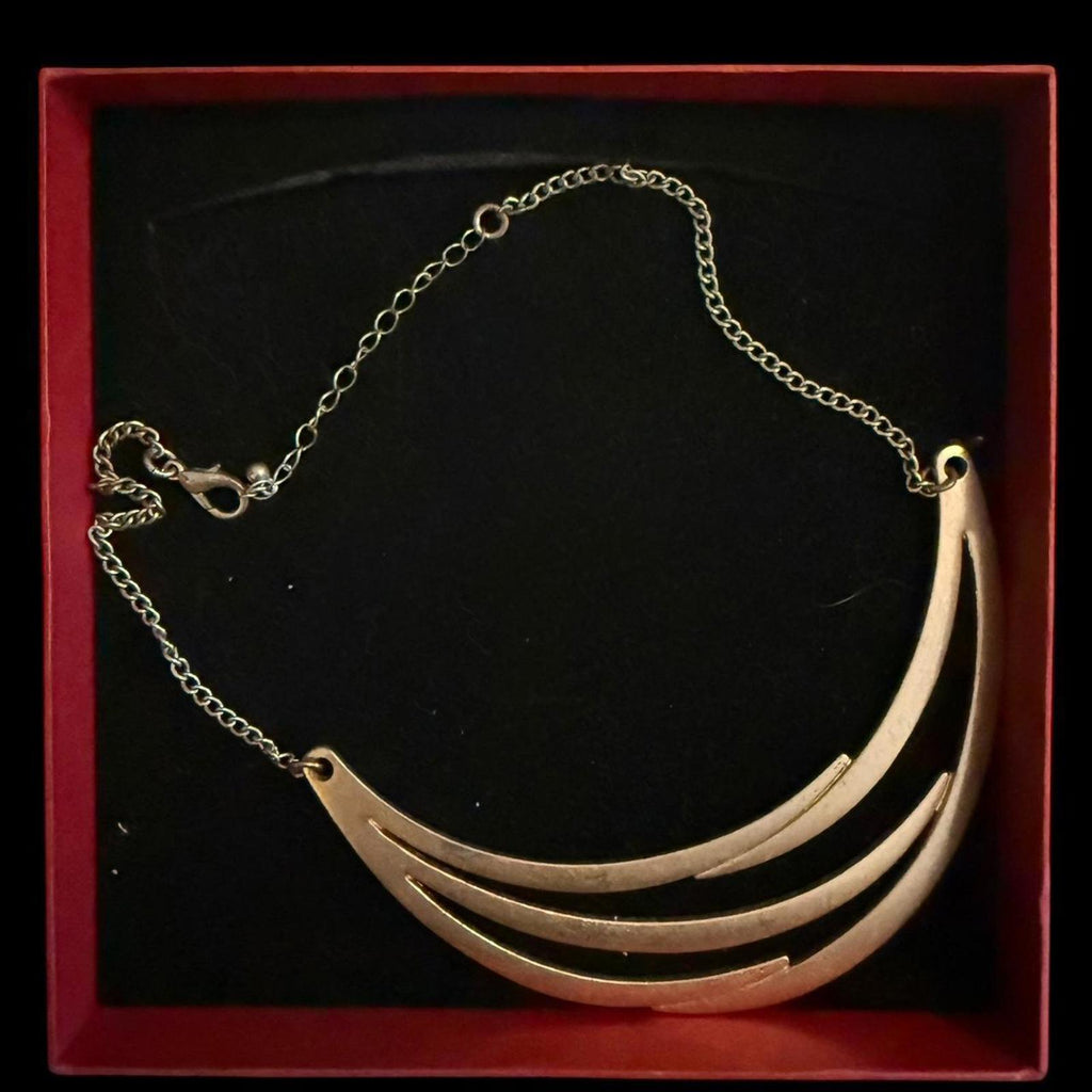 Gold Tone Crescent Design Necklace