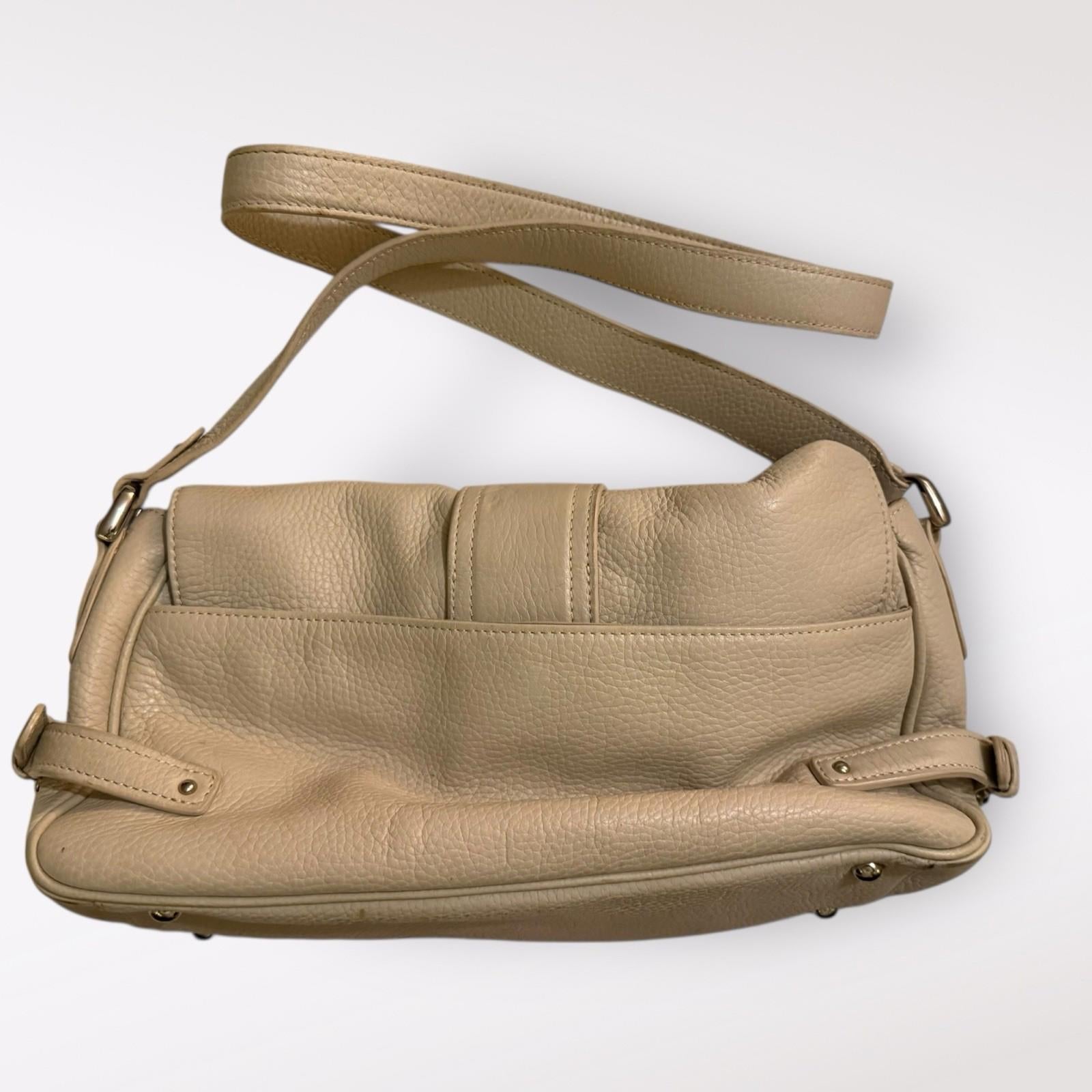 Tignanello Women's Handbag White Pebbled Leather Adjustable Strap Crossbody Bag