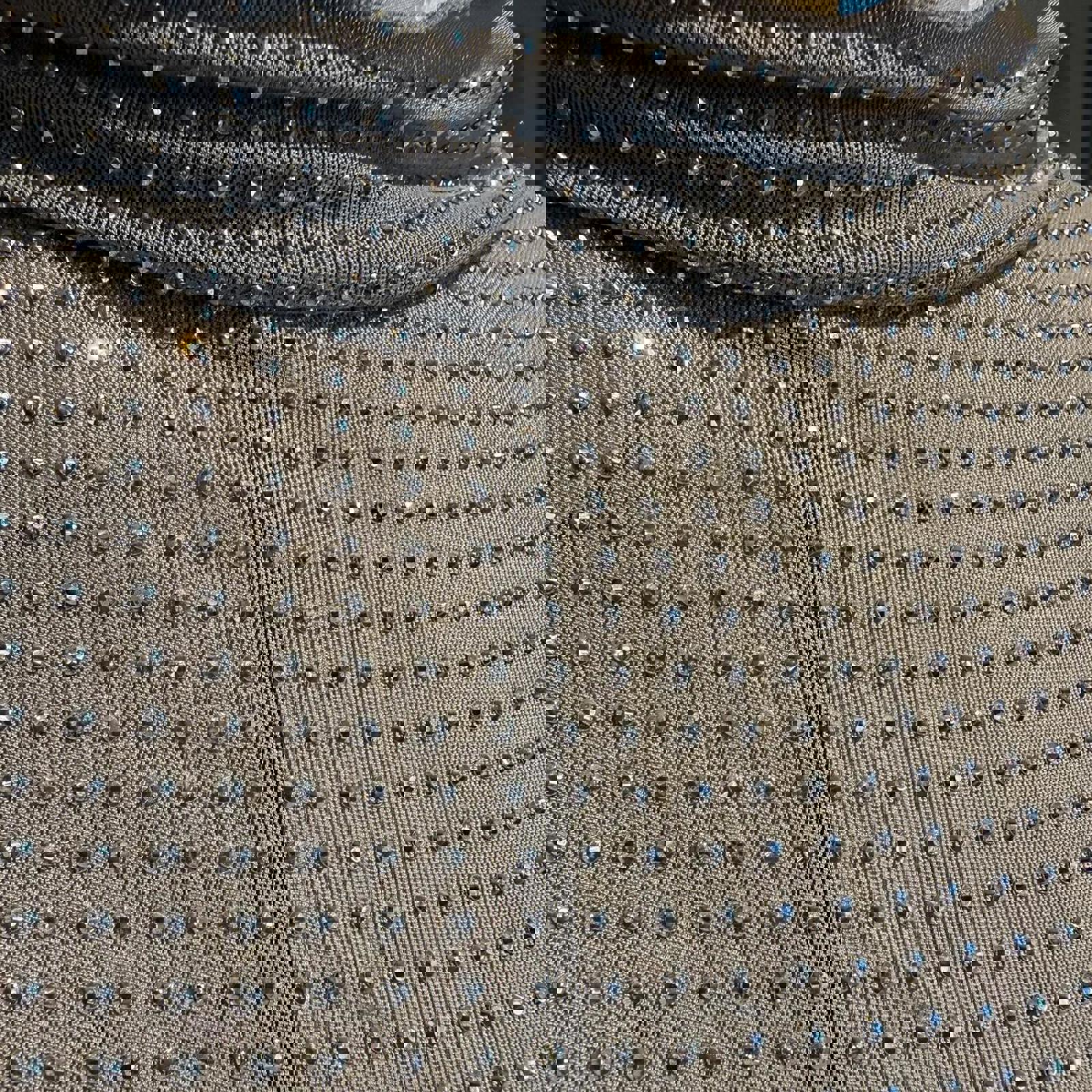 Free People Sheer Silver Studded Mock Turtleneck