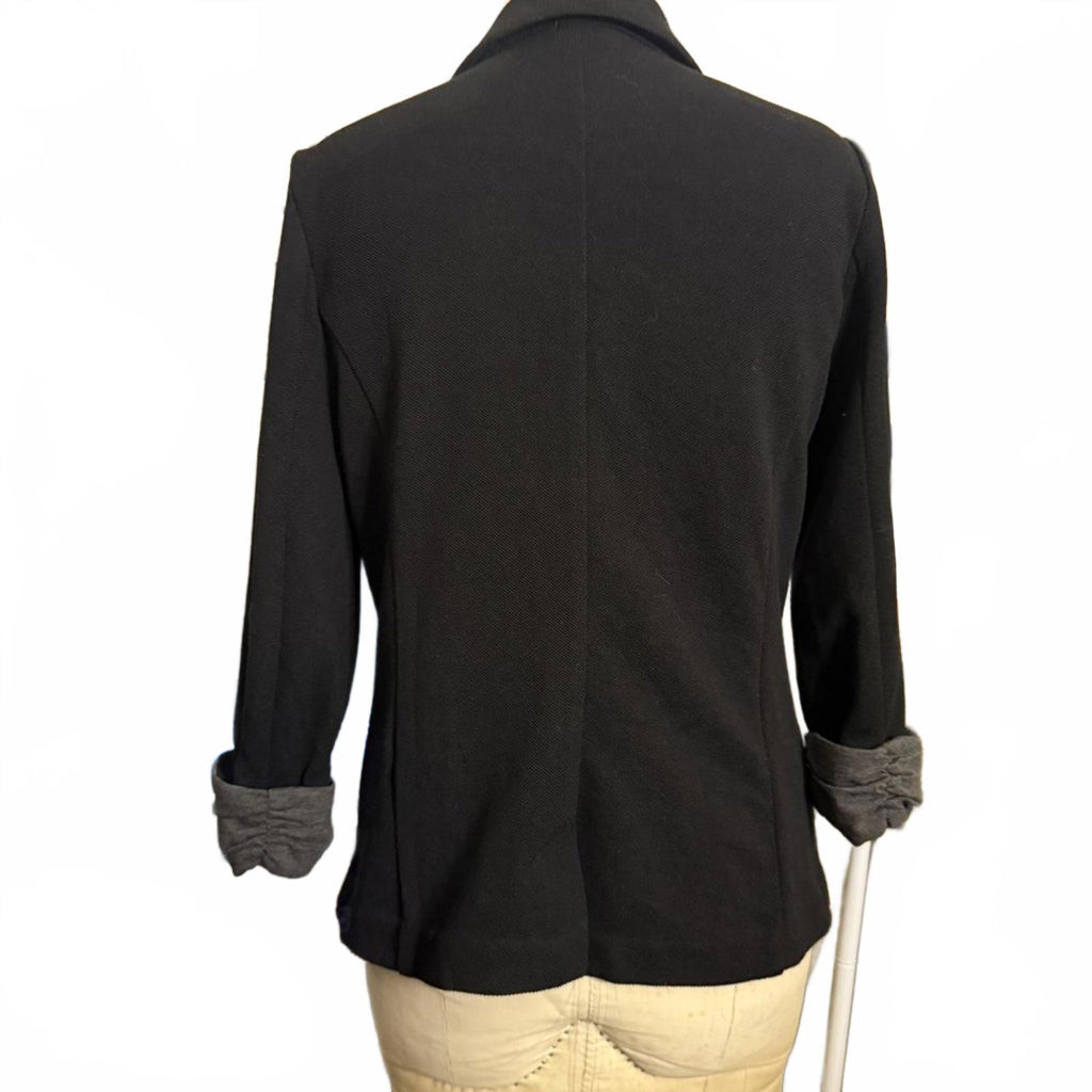 Skies are Blue Black Blazer with Rolled Sleeves