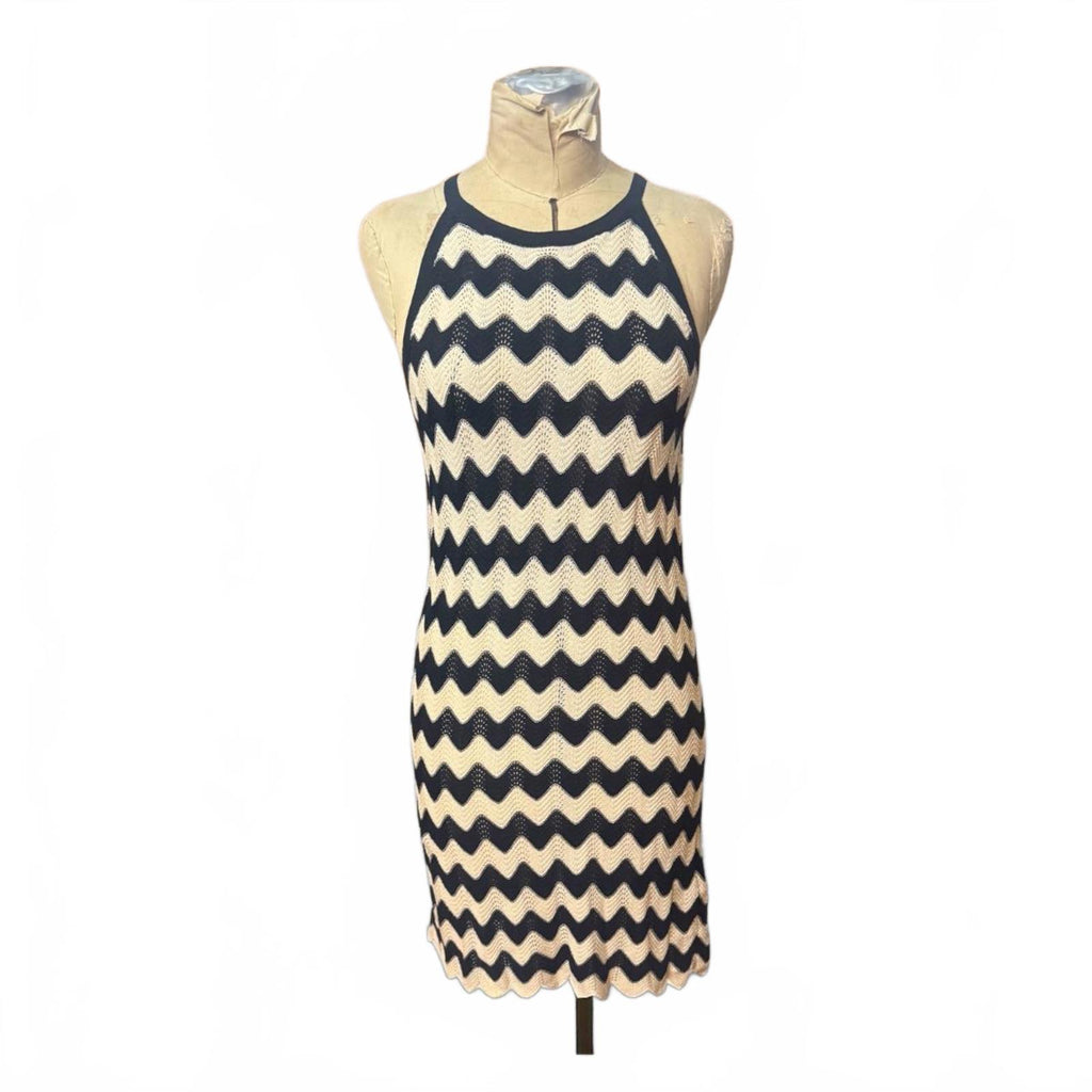 Haute Hippie Black and White Chevron Knit Dress Size XS