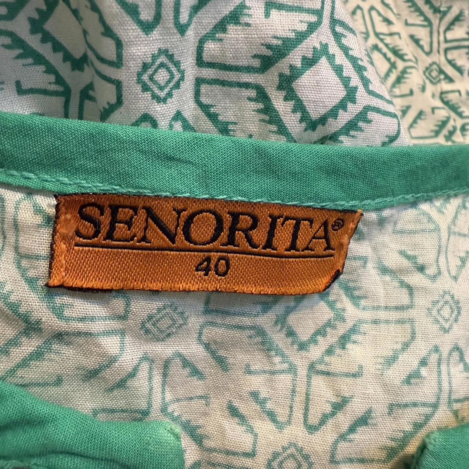 Senorita Green and Orange Cotton Tunic Top Size XS